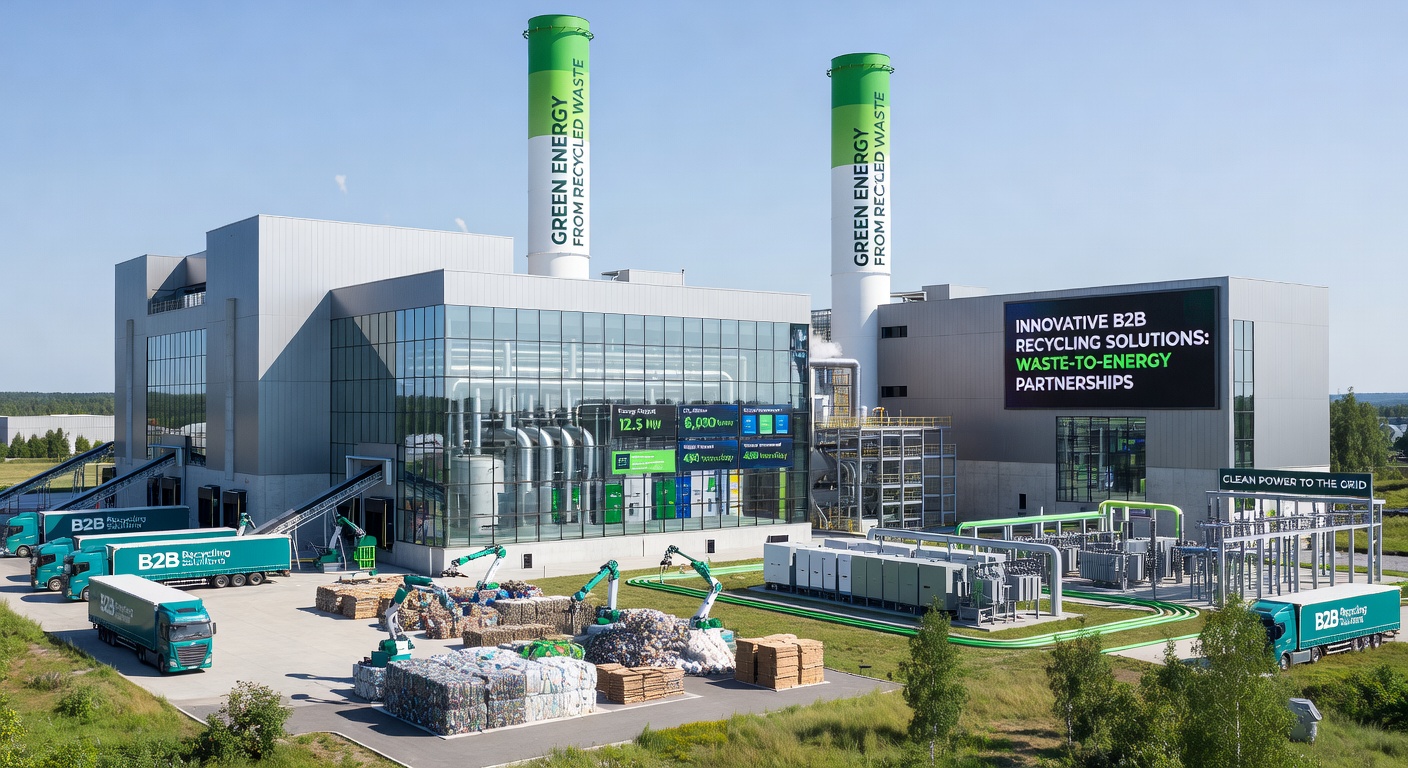 Industrial waste-to-energy processing plant exterior view